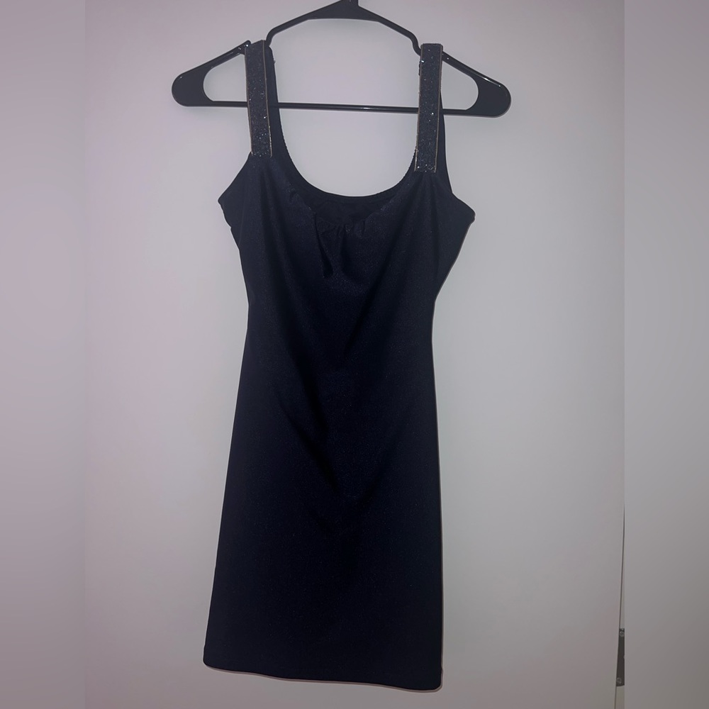 Blue open back mini dress